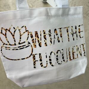 What the Fucculent White Tote Cheetah Print Detail Handmade